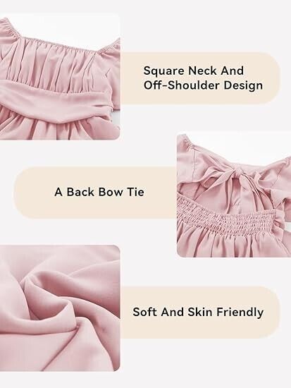 DOKOTOO KIDS Girls Casual Ruffle Short Sleeve Back Tie Graduation Dress 8-9 Year