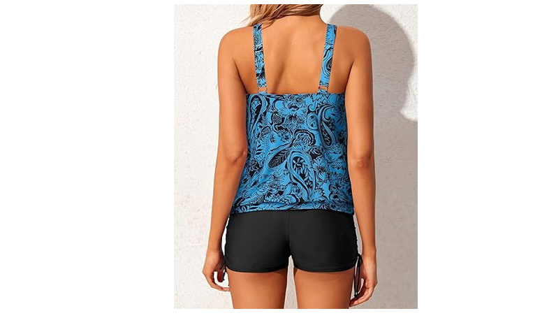 Yonique Blouson Tankini Swimsuits for Women Two Piece Bathing Suits Tops , L