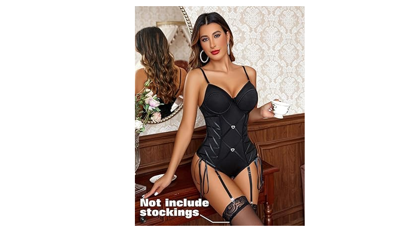 Avidlove Black Lingerie Corset Bodysuit Women Lingerie Teddy Bodydoll SeXy, L
