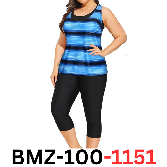 Yonique Women's 3 Piece Plus Size Swimsuit Tankini Tops with Sports Bra, 14 Plus