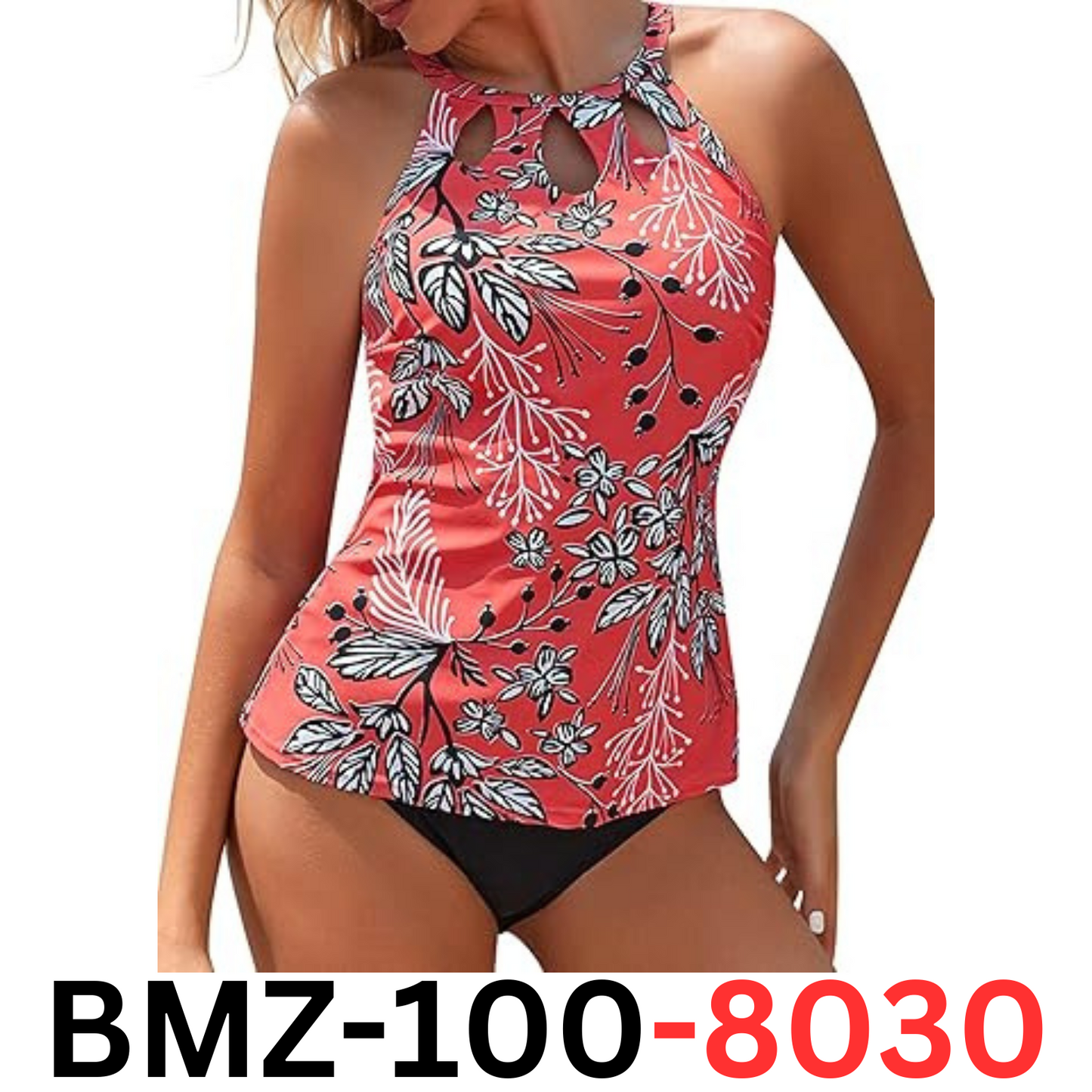 Yonique Two Piece High Neck Tankini Swimsuit for Women Tummy Control Swimwear, L