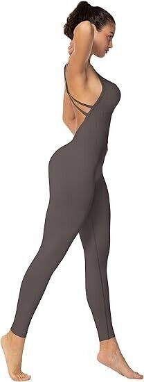Sunzel Womens Jumpsuit Backless Seamless Workout One Piece Bodycon Romper, 25" M