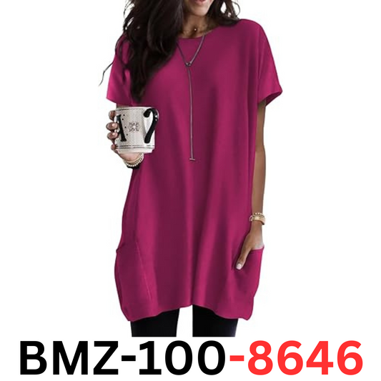 Dokotoo Women Summer Casual Crewneck Loose Fit Color Short Sleeve T-Shirt, XXL