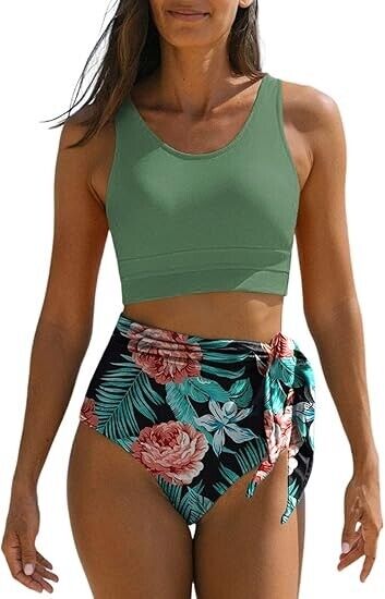 Dokotoo Women's Bathing Suit Tummy Control Fashion Floral Print Sexy Swimsuit, M