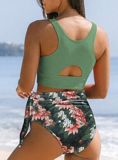 Dokotoo Women's Bathing Suit Tummy Control Fashion Floral Print Sexy Swimsuit, M