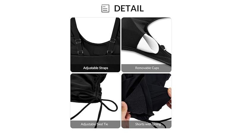 Yonique Blouson Tankini Swimsuits for Women 2 Piece Black Bathing Suits Tops, XL