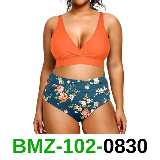 Yonique Womens Plus Size Bikini High Waisted Swimsuits Two Piece Bathing,14 Plus
