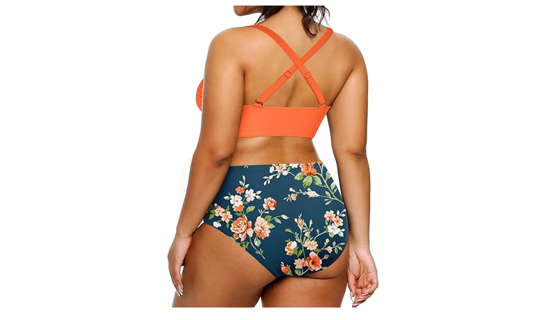Yonique Womens Plus Size Bikini High Waisted Swimsuits Two Piece Bathing,14 Plus