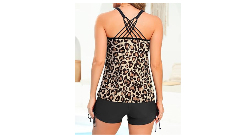 Yonique Womens Tankini Swimsuits Athletic Two Piece Tummy Control Bathing, M