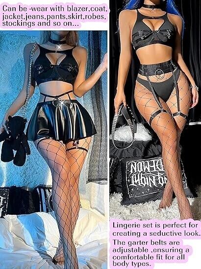 Avidlove Sexy Lingerie Set with Underwire Garter Belt Lingerie Set Women Bra, XS