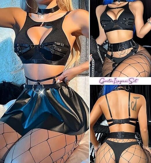 Avidlove Sexy Lingerie Set with Underwire Garter Belt Lingerie Set Women Bra, XS