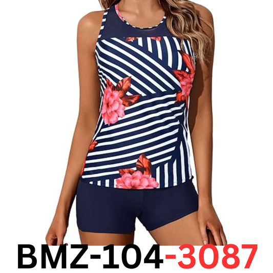 Yonique Tankini Swimsuit for Women with Shorts Athletic Two Piece Bathing Suit M