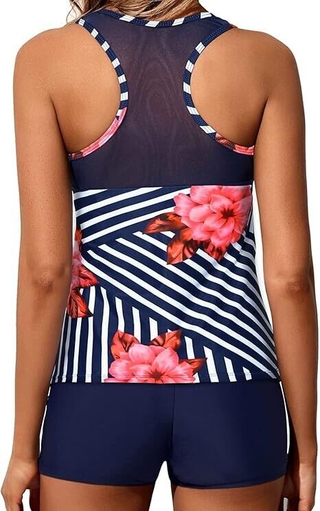 Yonique Tankini Swimsuit for Women with Shorts Athletic Two Piece Bathing Suit M
