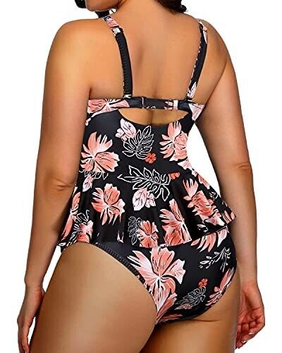 Yonique Women's Plus Size Swimsuit Tummy Control Two Piece Bathing Suit, 16 Plus