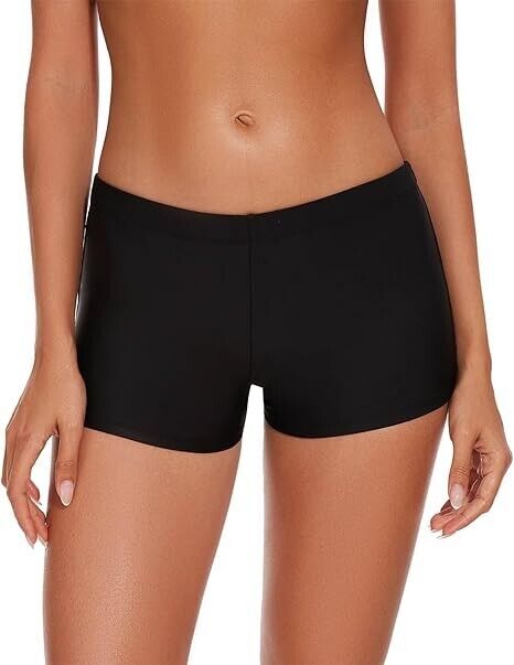 Aokivvy Swim Shorts, Bathing Suit Bottoms for Women, Black Tankini Bottom, Large