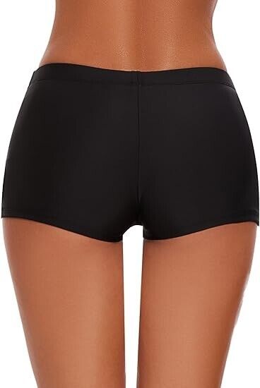Aokivvy Swim Shorts, Bathing Suit Bottoms for Women, Black Tankini Bottom, Large
