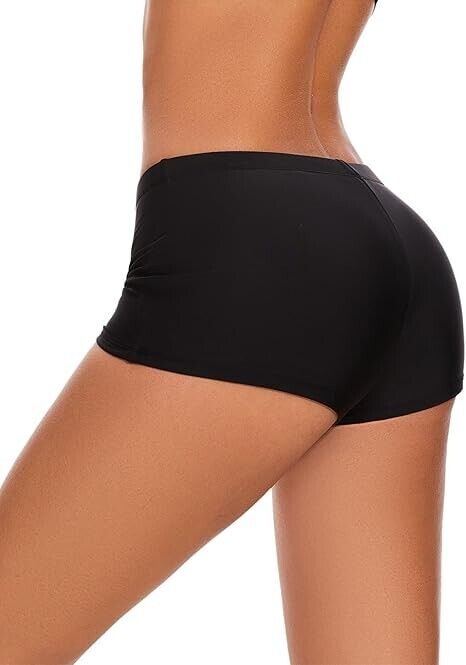 Aokivvy Swim Shorts, Bathing Suit Bottoms for Women, Black Tankini Bottom, Large