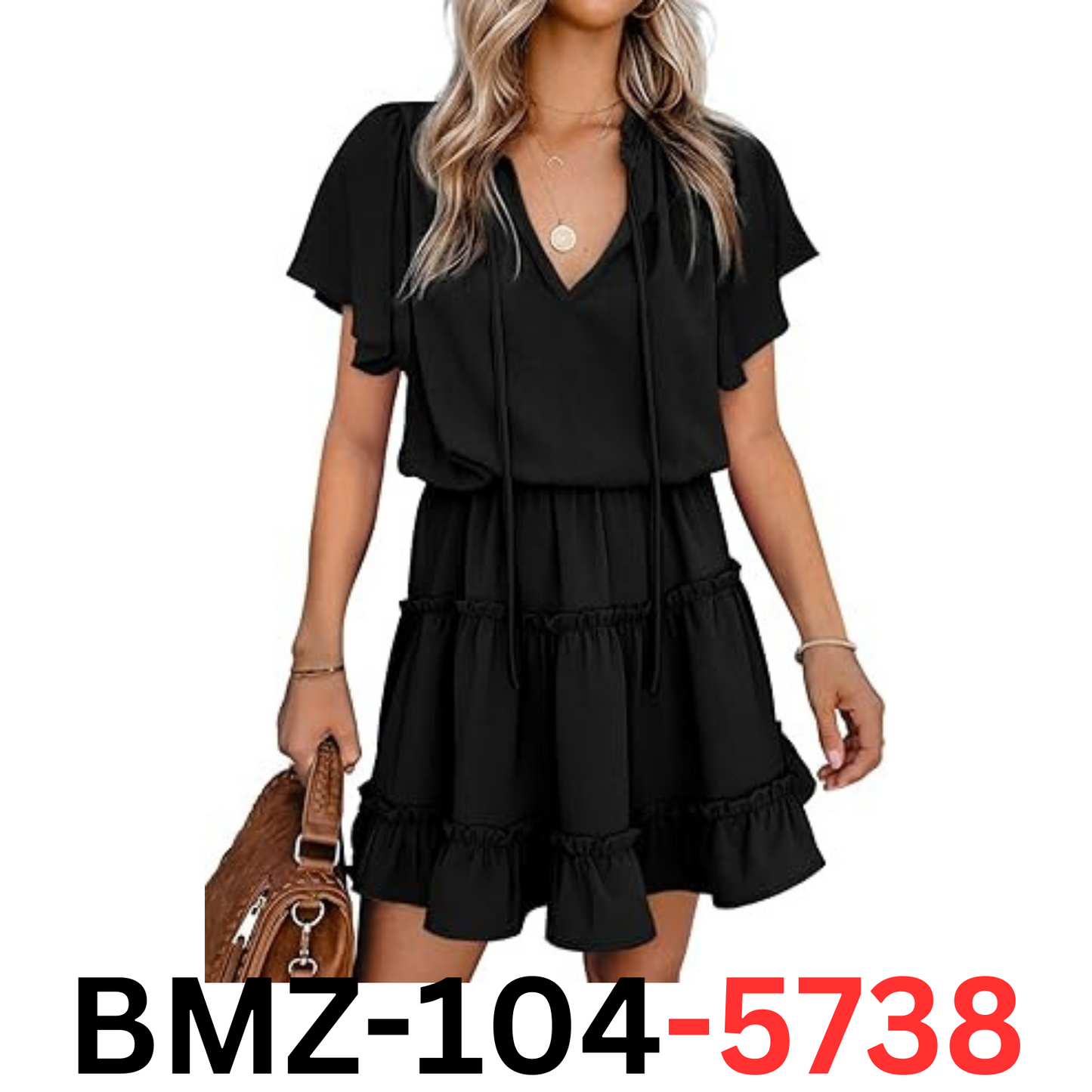 Dokotoo Women Cute Summer Spring Summer Casual Sexy Deep V-Neck Chiffon Dress XL