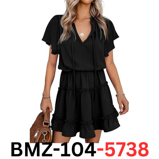 Dokotoo Women Cute Summer Spring Summer Casual Sexy Deep V-Neck Chiffon Dress XL
