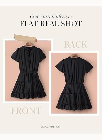Dokotoo Women Cute Summer Spring Summer Casual Sexy Deep V-Neck Chiffon Dress XL