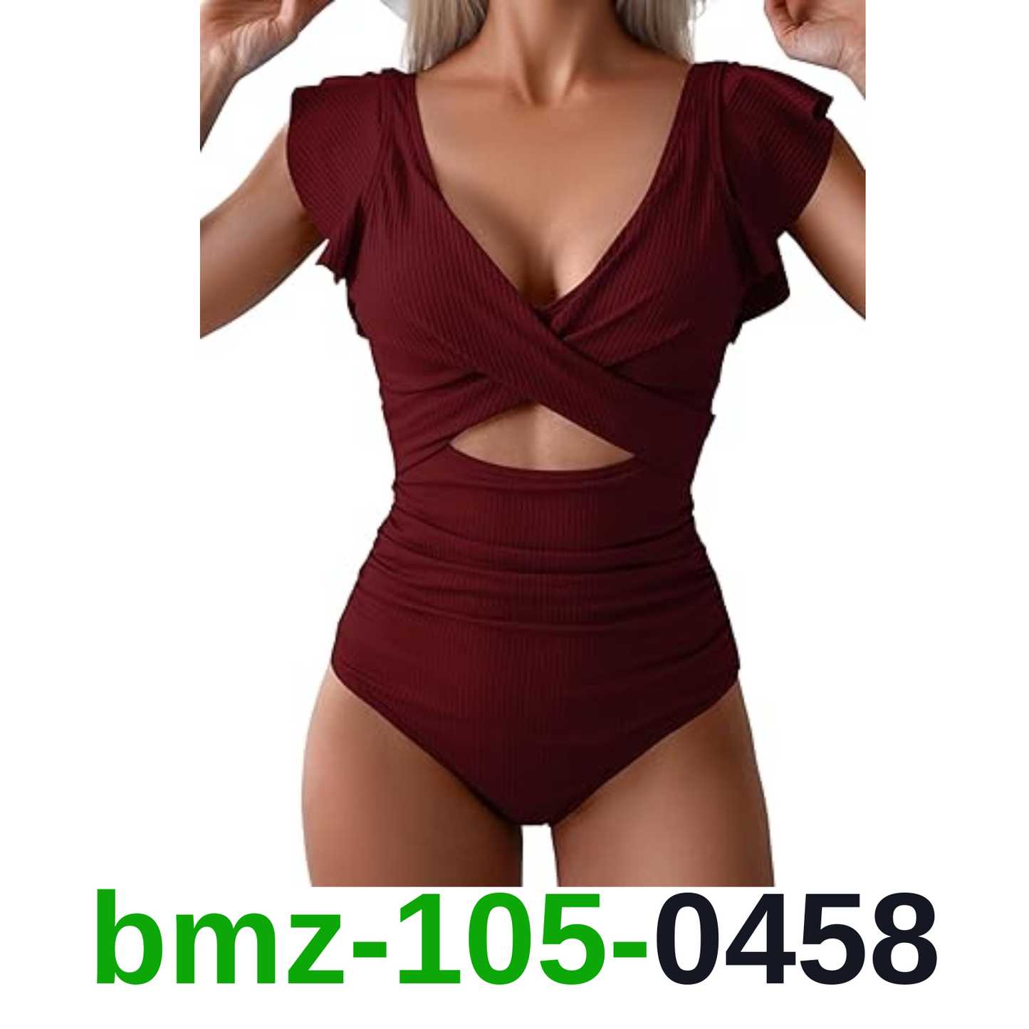 B2prity Women's One Piece Swimsuit Ruffle Cutout Bathing Suits Slimming Tummy, L