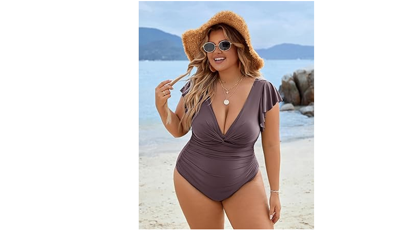 Blooming Jelly One Piece Swimsuit Women Plus Size Tummy Control Bathing Suit,XXL