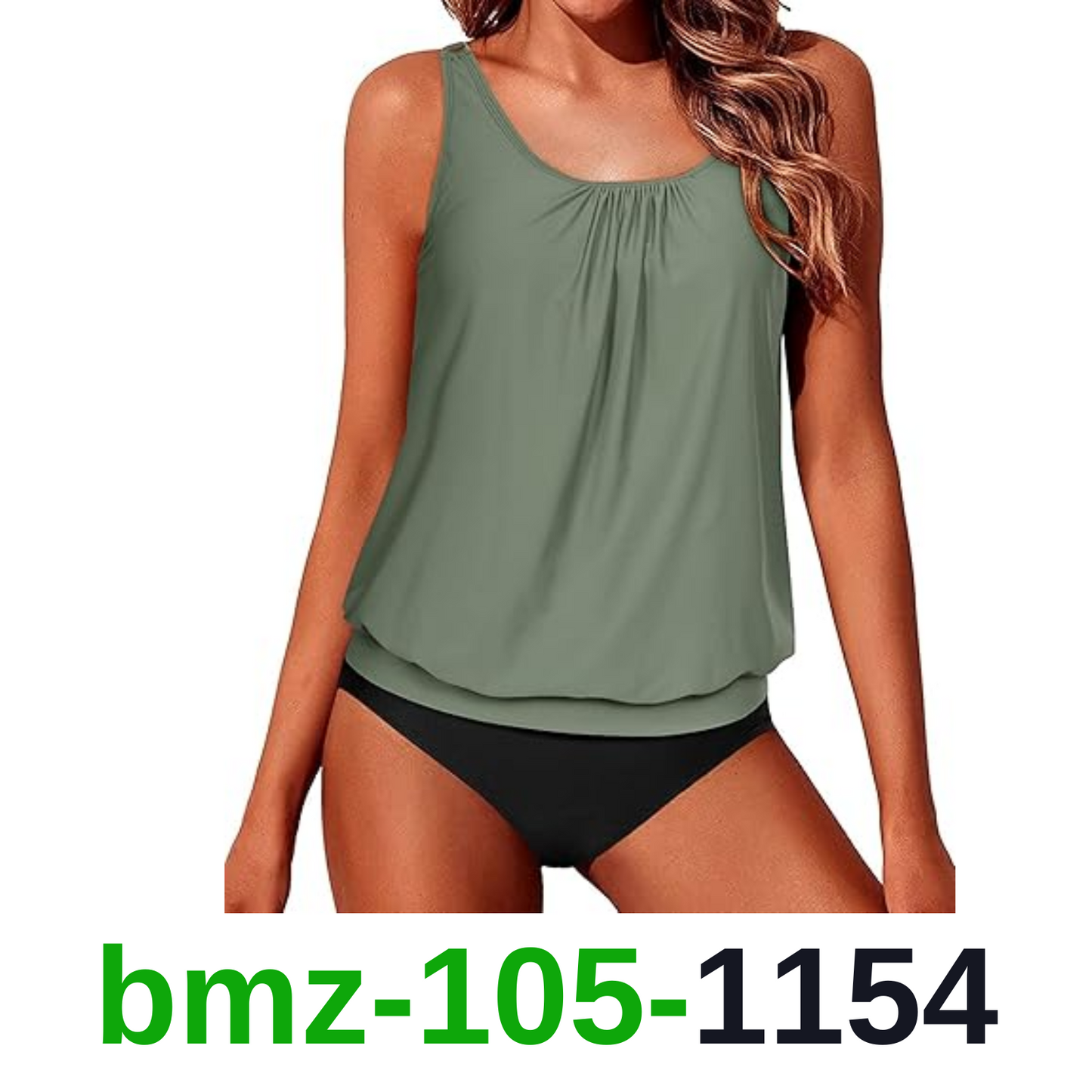 Yonique Two Piece Blouson Tankini Swimsuits for Women Modest Bathing Suits, M