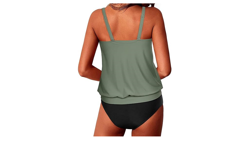 Yonique Two Piece Blouson Tankini Swimsuits for Women Modest Bathing Suits, M