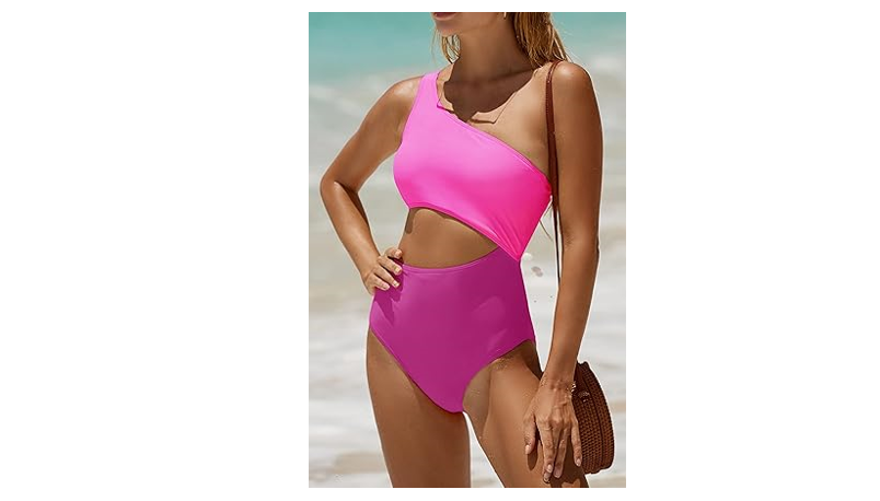 Yonique Women's One Piece Bathing Suit One Shoulder Swimsuit Cutout Swimwear,XXL