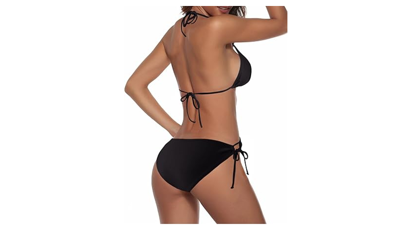 Zonsaoja Women String Bikini Set Halter Side Tie Two Piece Swimsuit Triangle , S