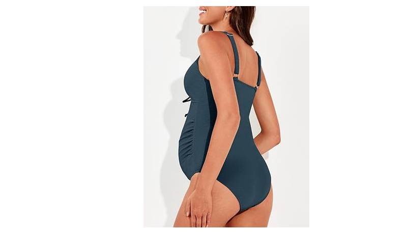 Summer Mae Maternity One Piece Swimsuit Scalloped Cutout Pregnancy Bathing, 14