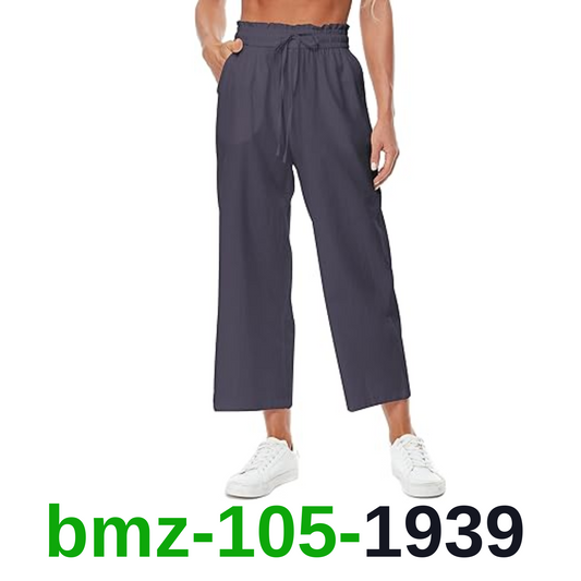 CNJXJCD Womens Linen Pants Wide Leg High Waisted Drawstring Casual Flowy Pants,L