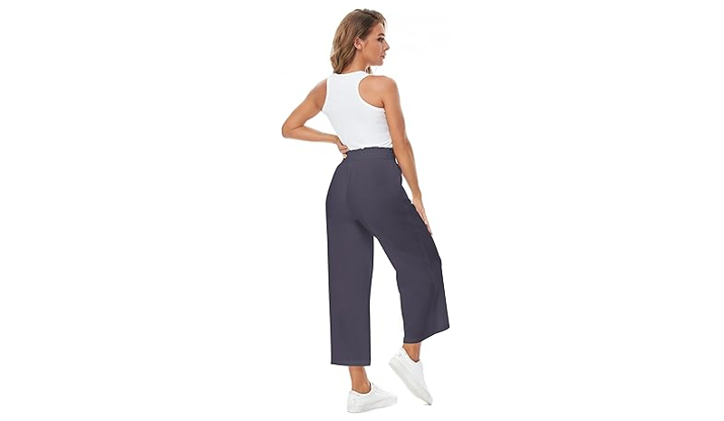 CNJXJCD Womens Linen Pants Wide Leg High Waisted Drawstring Casual Flowy Pants,L