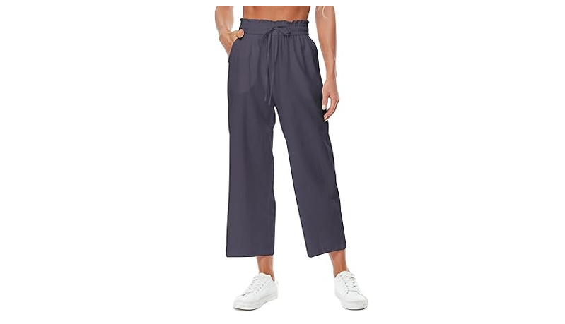 CNJXJCD Womens Linen Pants Wide Leg High Waisted Drawstring Casual Flowy Pants,L