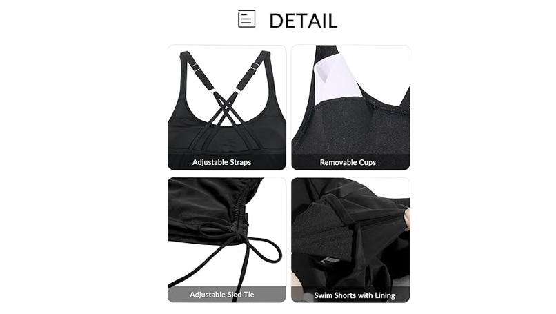 Yonique Womens Blouson Tankini Swimsuits Two Piece Strappy Bathing Suit Tops, S