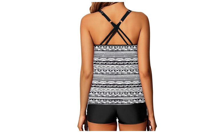Yonique Womens Blouson Tankini Swimsuits Two Piece Strappy Bathing Suit Tops, S