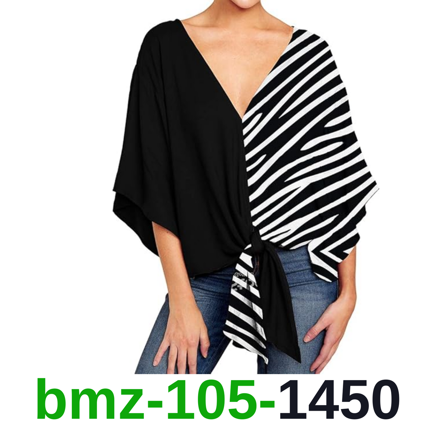 Ckikiou Womens Plus Size V Neck Knot Tie Front Summer Chiffon Blouses, XXL