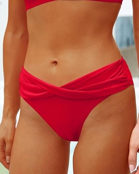 Yonique Womes Two Piece Bathing Suits Push Up Bikini Set Halter Swimsuit, Red, M
