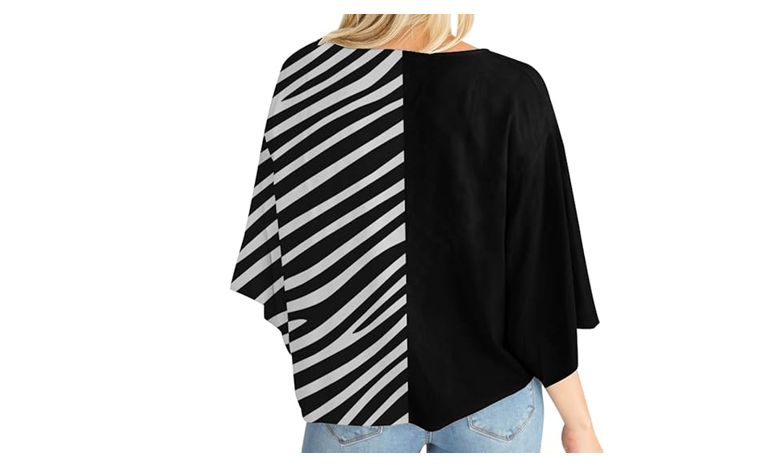 Ckikiou Womens Plus Size V Neck Knot Tie Front Summer Chiffon Blouses, XXL