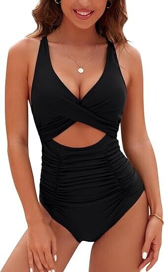 Blooming Jelly Womens One Piece Swimsuits Slimming Tummy Control Bathing Suit, M