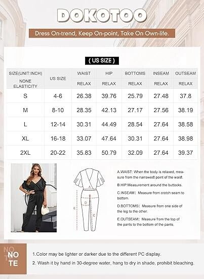 Dokotoo Jumpsuit for Women Dressy Casual One Piece Long Romper Elastic Cruise, M