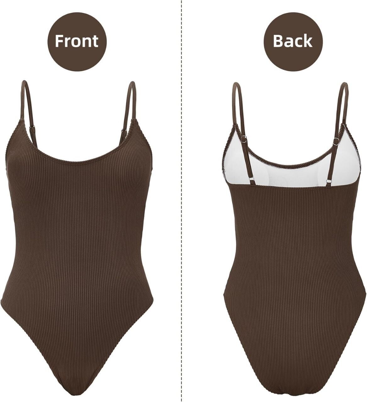 Zando One Piece Swimsuit Women Bathing Suit Tummy Control Ribbed Bathing Suit, S