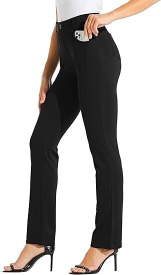 Willit 29" Women's Dress Yoga Pants Work Slacks Straight Leg Stretchy Pants, XL
