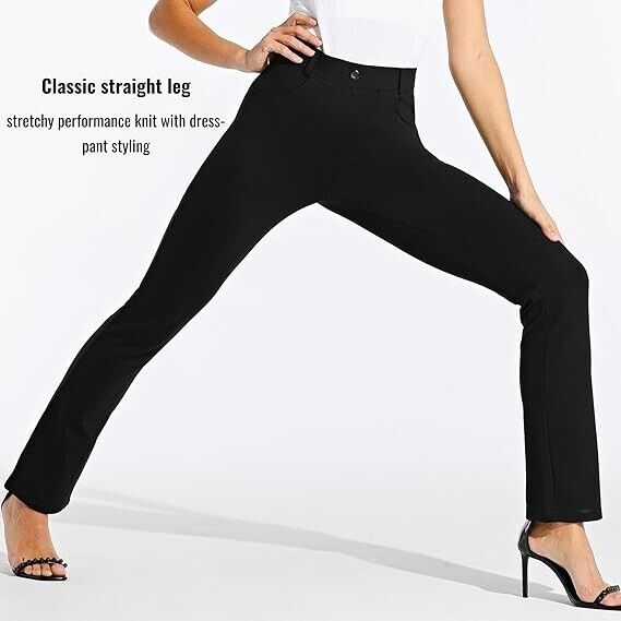 Willit 29" Women's Dress Yoga Pants Work Slacks Straight Leg Stretchy Pants, XL