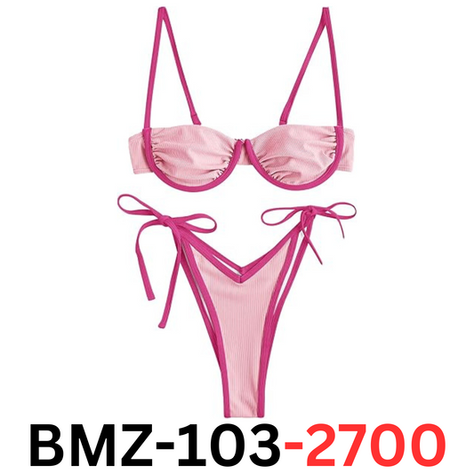 ZAFUL Women Underwire Bikini Floral High Cut V-Wired Two Piece Bikini Swim Set M
