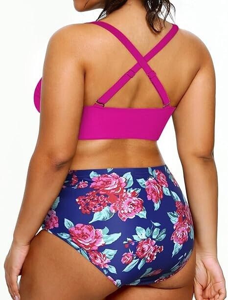 Yonique Women Plus Size Bikini High Waisted Swimsuits Two Piece Bathing Suit, 18