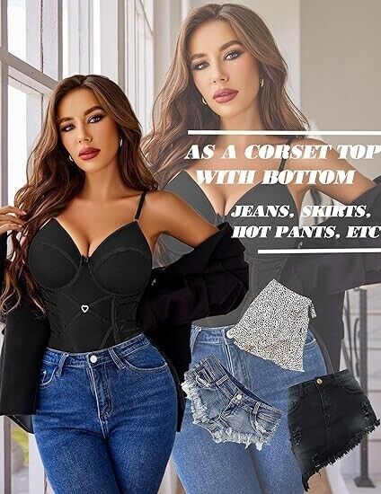 Avidlove Black Lingerie Corset Bodysuit Women Teddy Bodydoll Satin Lingerie, XXL
