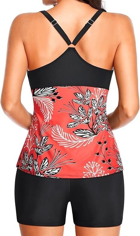 Yonique Two Piece Tankini Bathing Suits for Women Athletic Racerback Swimsuit, M