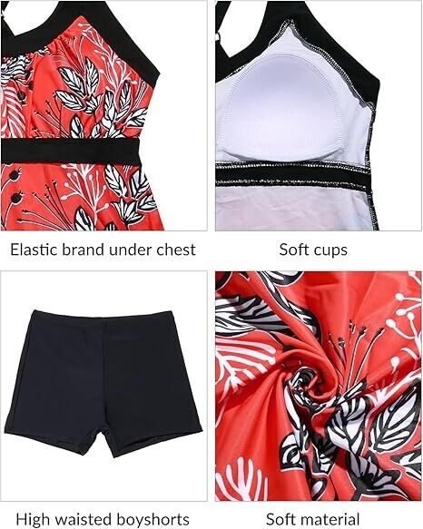 Yonique Two Piece Tankini Bathing Suits for Women Athletic Racerback Swimsuit, M