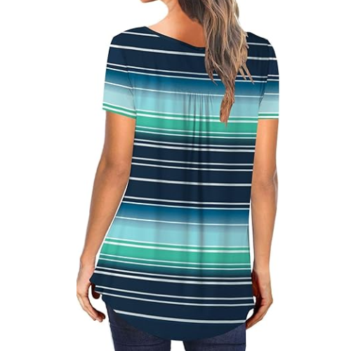 Ulovmi Womens Tunic Tops To Wear With Leggings  2XL(S553 Blue Blue Stripe Print)
